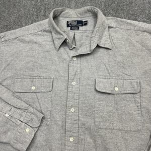 Polo Ralph Lauren Shirt Mens XXL Gray Whitfield 100% Cotton Button Front Casual